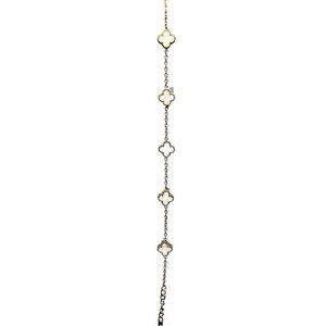 WOMENS GOLD PLATED WHITE MINI IRISH SHAMROCK CLOVER STAINLESS STEEL BRACELET, Y2